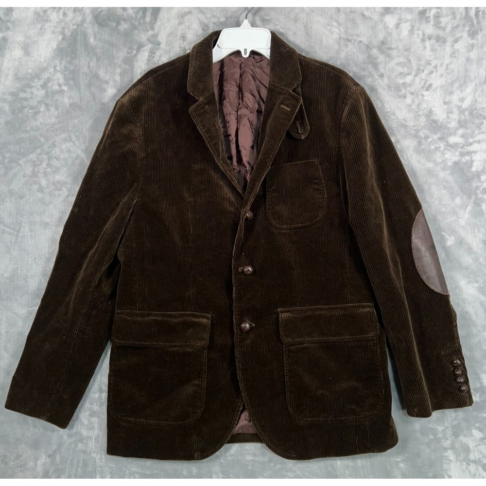 Vintage Polo Ralph Lauren Corduroy Sport Coat Blazer Mens 44R Brown Elbow Patch